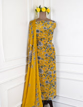 Tista Chinon Mustard Yellow Unstitched Suit