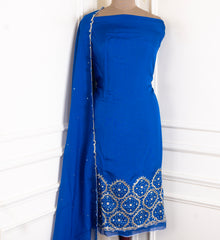 Organza Blue Unstitched Suit