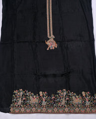 Crepe Organza Black Unstitched Suit