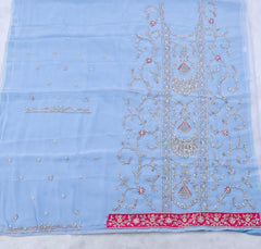 Organza Powder Blue Unstitched Suit