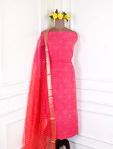 Organza Pink Unstitched Suit