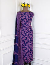 Muslin Purple Unstitched Suit