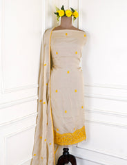 Organza Beige Unstitched Suit