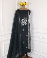 Organza Black Unstitched Suit