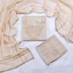Organza Off-White Unstitched Suit