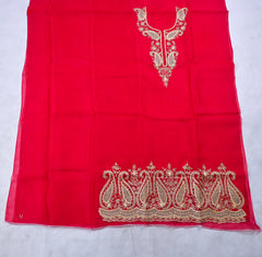 Organza Red Unstitched Suit