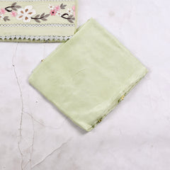 Organza Green Pista floral Unstitched Suit
