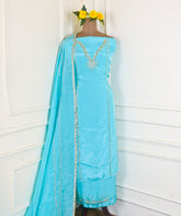 Organza Sky Blue Unstitched Suit