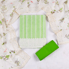 Chanderi Silk Parrot Green Unstitched Suit
