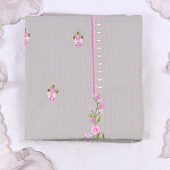 Self-Cotton Grey Unstitched Suit