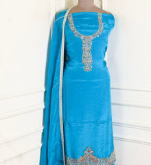 Silk Sky Blue Unstitched Suit