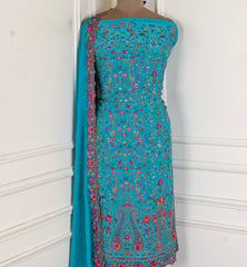 Crepe Sky blue Unstitched Suit