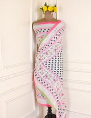 Twill Organza White Unstitched Suit