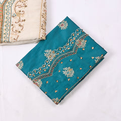 Shimmer Peacock Blue Unstitched Suit