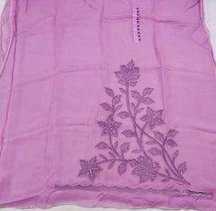 Organza Lavender Unstitched Suit