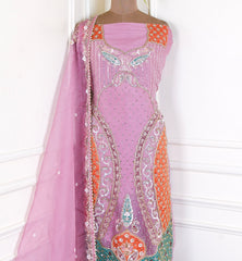 Glass Organza Blush Pink Unstitched Suit