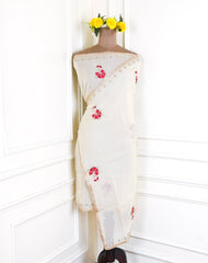 Organza Beige Unstitched Suit