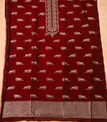 Banarasi Maroon Unstitched Suit