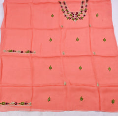 Organza Peach Unstitched Suit