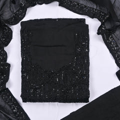 Organza Black Unstitched Suit