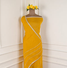 Organza Yellow Unstitched Suit