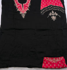 Organza Black Unstitched Suit