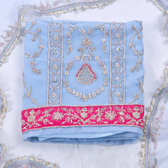 Organza Powder Blue Unstitched Suit