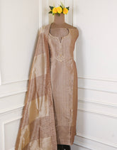 Brocade Brown Unstitched Suit