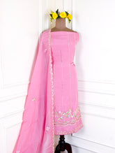 Organza Pink Unstitched Suit