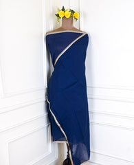 Khadi Navy Blue Unstitched Suit