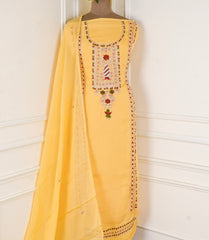 Organza Yellow Unstitched Suit