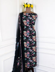 Muslin Black Unstitched Suit