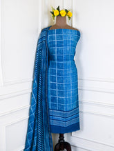 Maheshwari Cotton Royal Blue Unstitched Suit