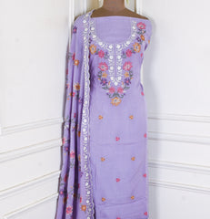 Mul Cotton Lavender Unstitched Suit