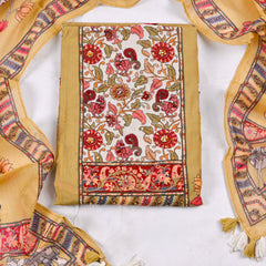 Mul Cotton mustard Yellow Unstitched Suit