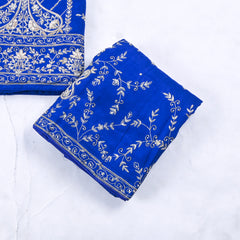 Khadi Blue Unstitched Lehenga Suit