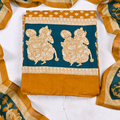 Pure Cotton Yellow Unstitched Suit