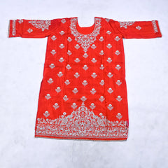 Khadi Orange Stitched Lehenga Suit