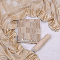 Glass Shimmer Cream Unstitched Suit