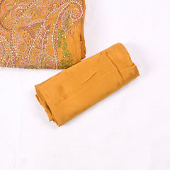 Organza Silk Mustard Yellow Unstitched Suit