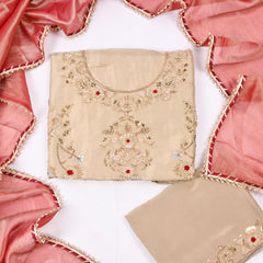Shimmer Ivory Unstitched Suit
