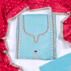Shimmer Ferozi Unstitched Suit