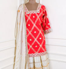 Crepe Red Stitched Lehenga Suit