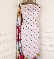 Twill Organza Light Peach Unstitched Suit