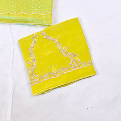 Satin Organza Aqua Lime Unstitched Suit