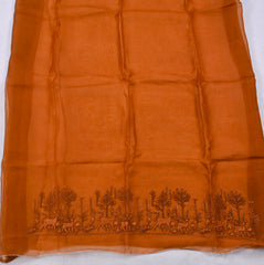 Organza Brown Unstitched Suit