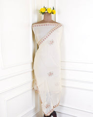 Organza Beige Unstitched Suit