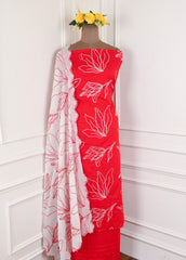 Cotton Red Unstitched Suit