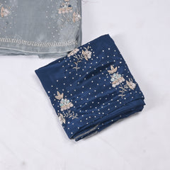 Twill Organza Navy Unstitched Suit