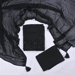 Organza Black Unstitched Suit